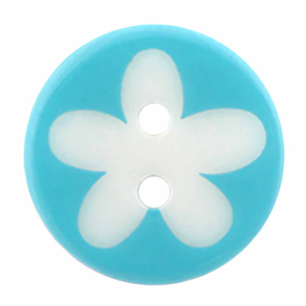ELAN Novelty 2-Hole Button - Turquoise - 17mm (5/8") - Flower