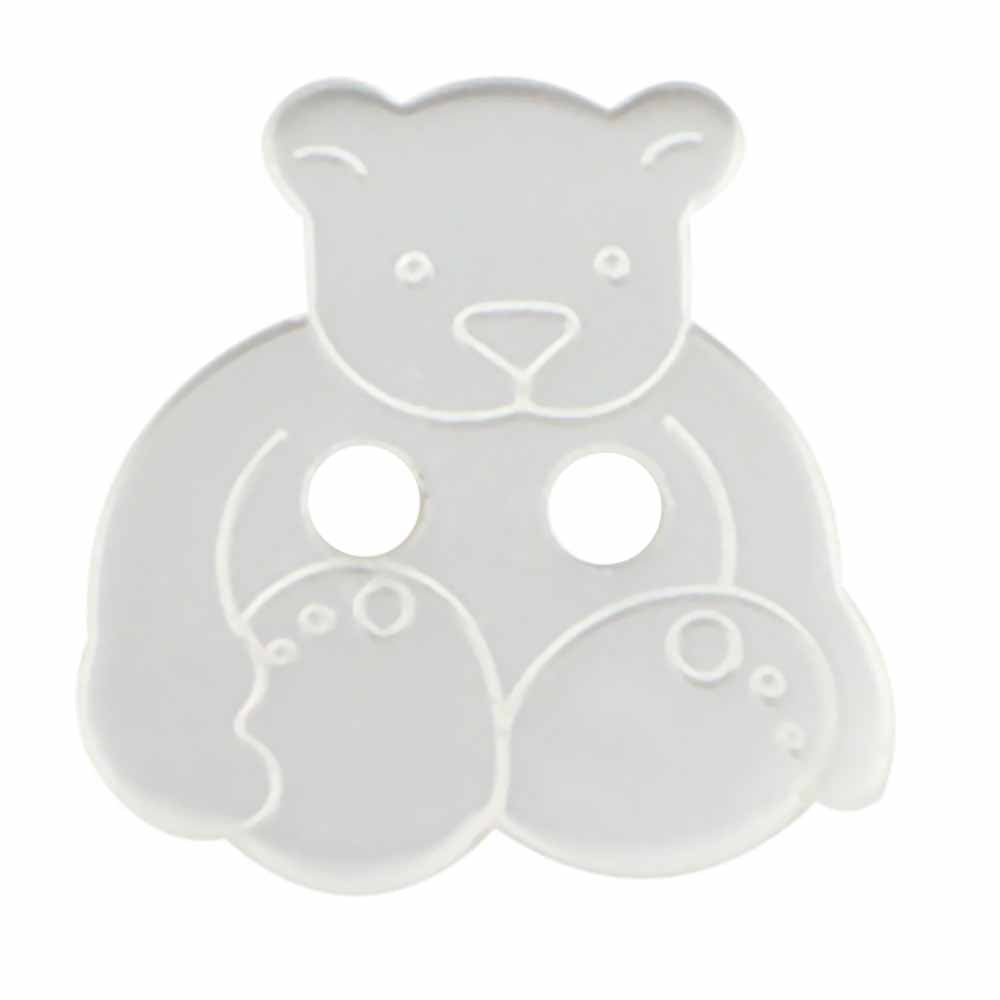 CIRQUE Novelty 2-Hole Button – White – 18 mm (3/4") – Teddy Bear