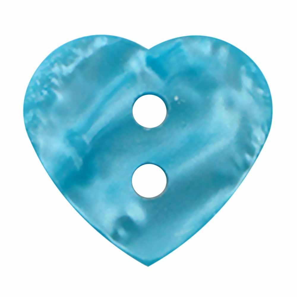 CIRQUE Novelty 2-Hole Button – Aqua – 15 mm (5/8") – Heart