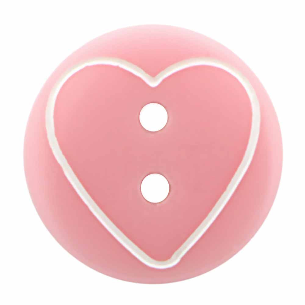 CIRQUE Novelty 2-Hole Button – Pink – 13 mm (1/2") – Heart