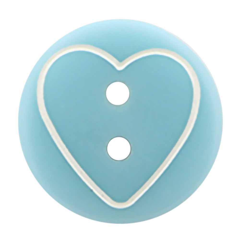 CIRQUE Novelty 2-Hole Button – Light Blue – 13 mm (1/2") – Heart