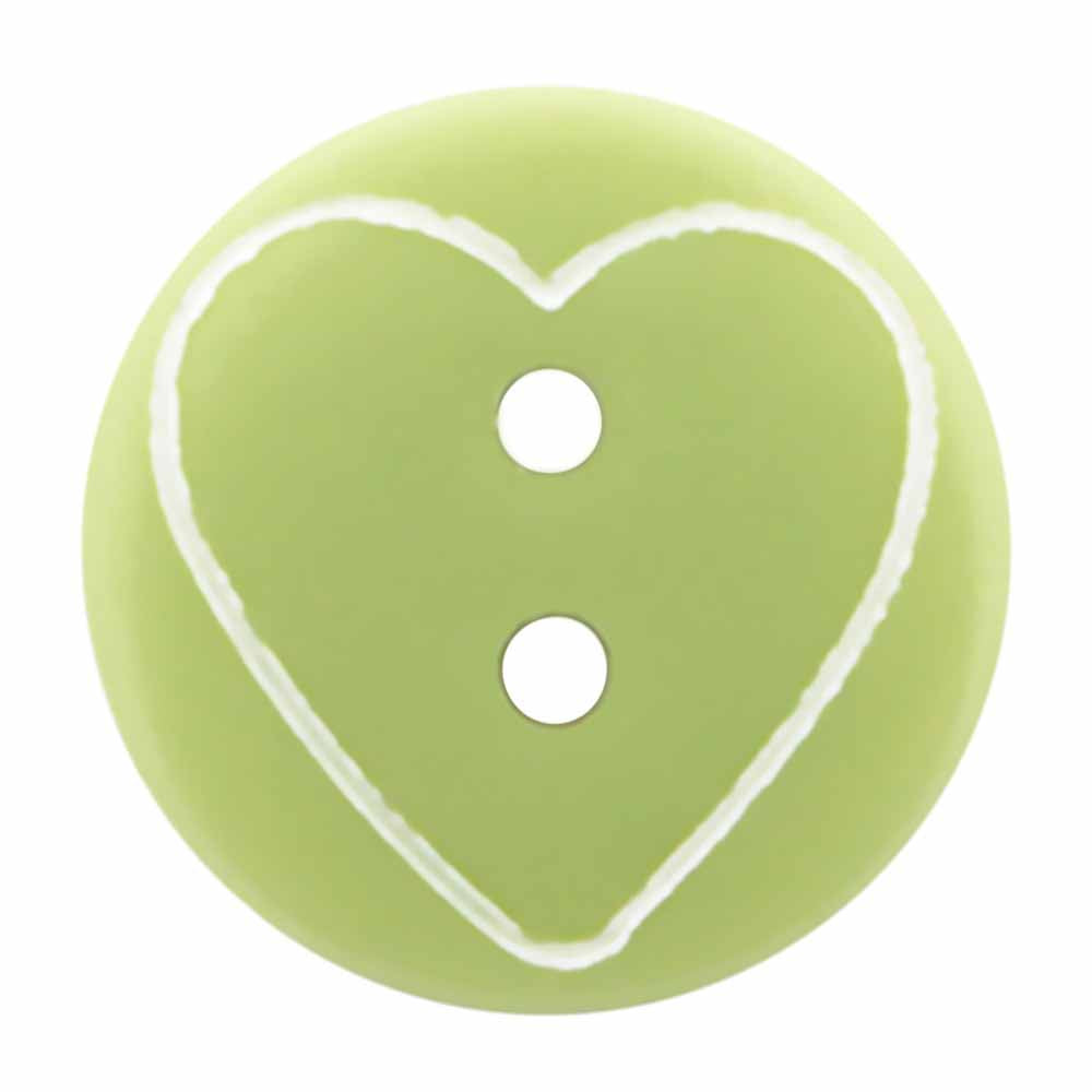 CIRQUE Novelty 2-Hole Button – Light Green – 13 mm (1/2") – Heart