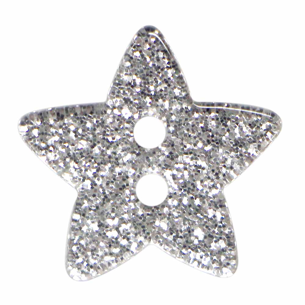 CIRQUE Novelty 2-Hole Button – Silver – 18 mm (3/4") – Star
