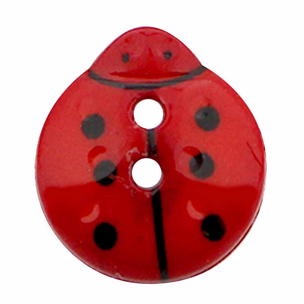 CIRQUE Novelty 2-Hole Button – Red – 13 mm (1/2") – Ladybug