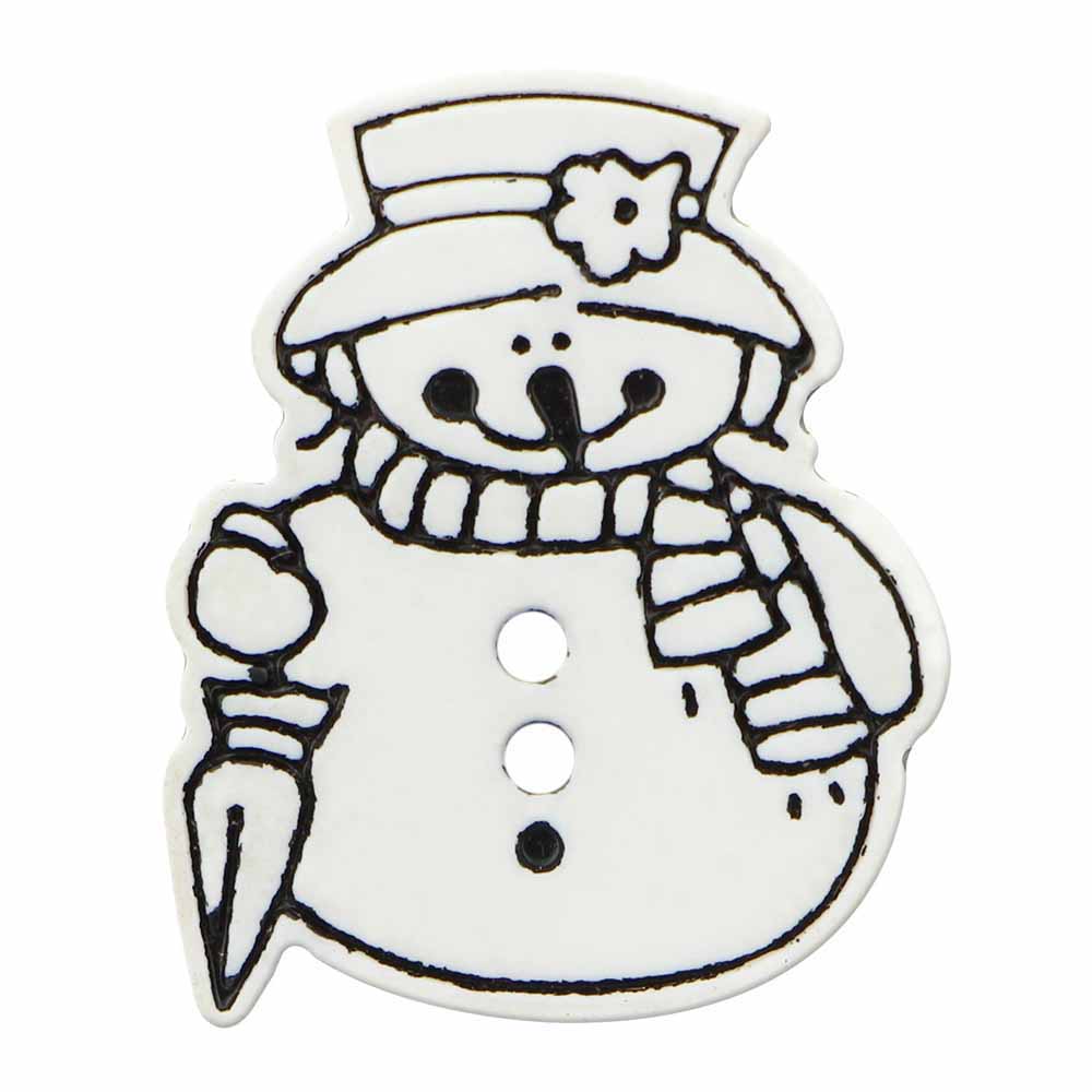 CIRQUE Novelty 2-Hole Button – White – 25 mm (1") – Snowman