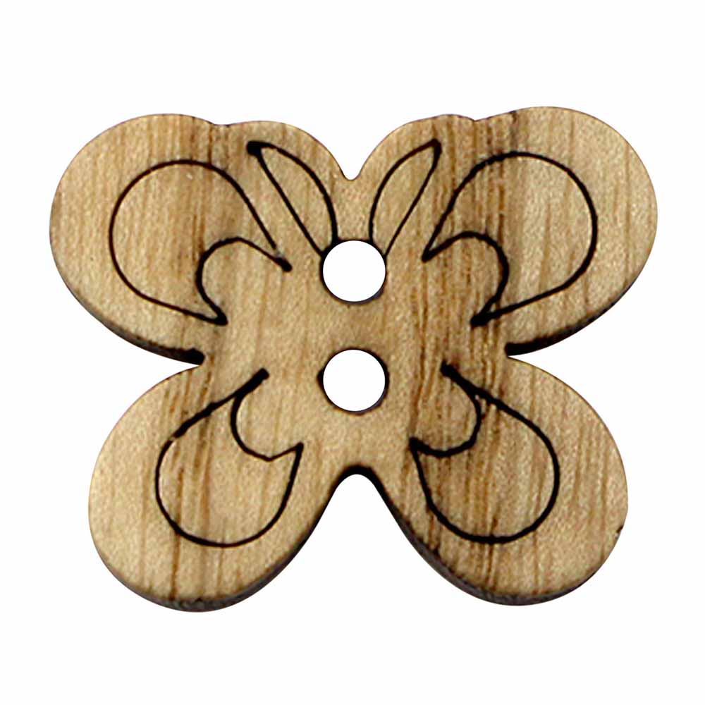 CIRQUE Novelty 2-Hole Button – Natural – 23 mm (7/8") – Butterfly