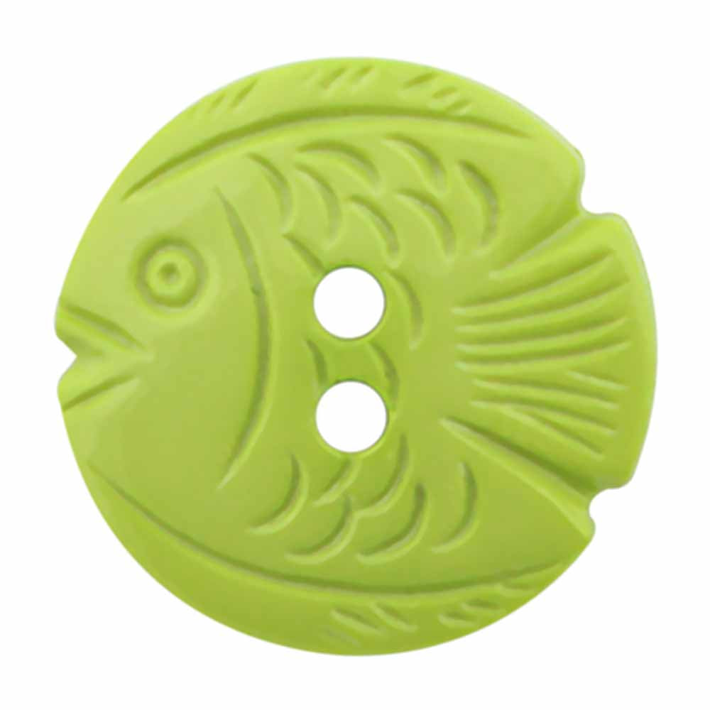 CIRQUE Novelty 2‑Hole Button – Fish – 22 mm – Green