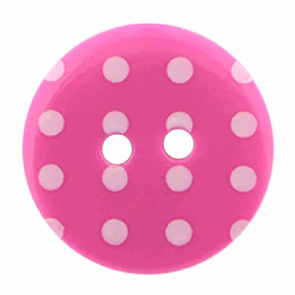 CIRQUE Novelty 2-Hole Button – Pink – 18 mm (3/4") – Polka Dots