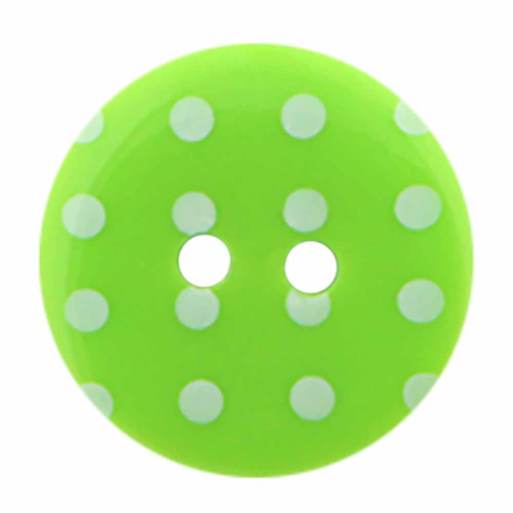 CIRQUE Novelty 2-Hole Button – Green – 18 mm (3/4") – Polka Dots
