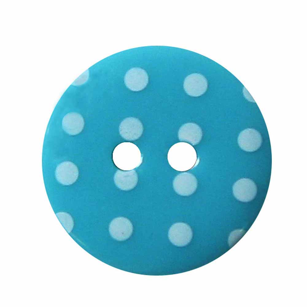 CIRQUE Novelty 2-Hole Button – Turquoise – 18 mm (3/4") – Polka Dots