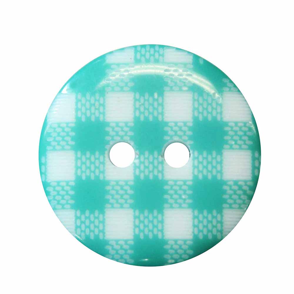 CIRQUE Novelty 2-Hole Button – Aqua – 20 mm (3/4") – Plaid