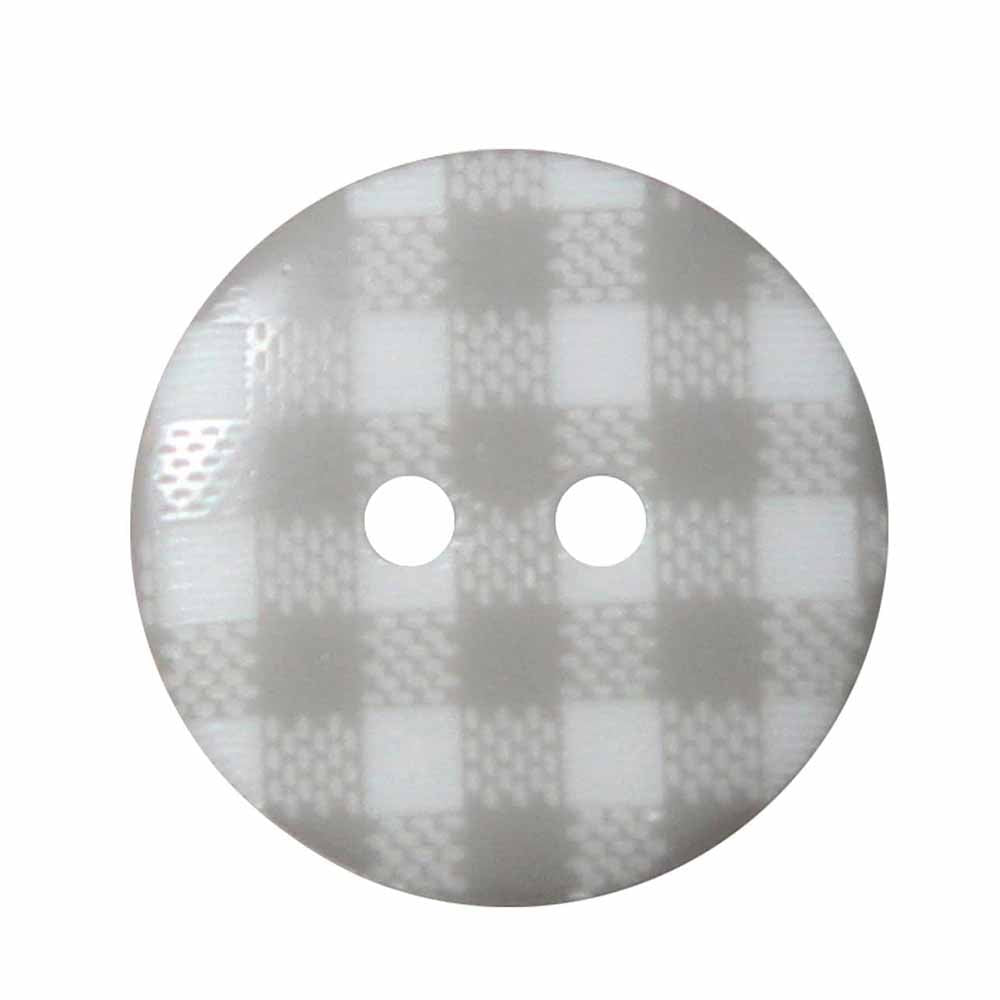 CIRQUE Novelty 2-Hole Button – Grey – 20 mm (3/4") – Plaid