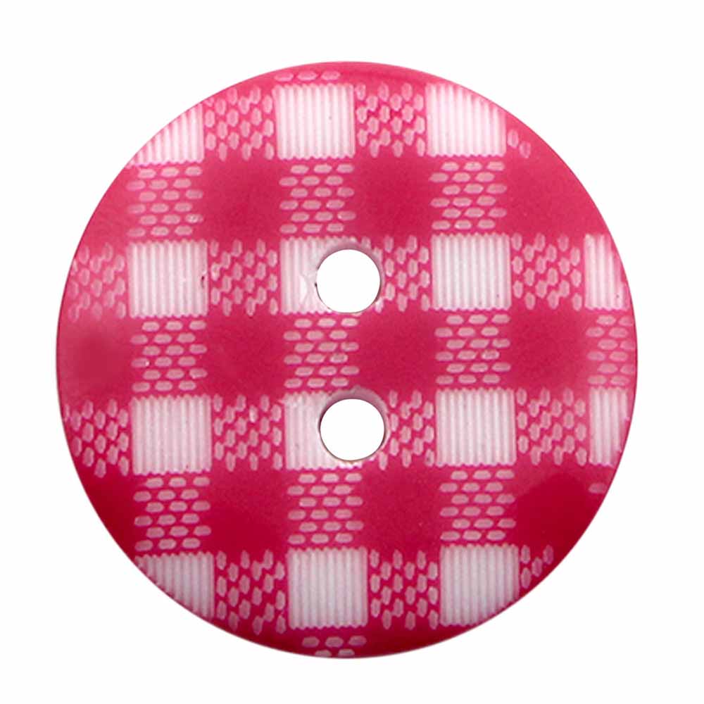 CIRQUE Novelty 2-Hole Button – Pink – 20 mm (3/4") – Plaid