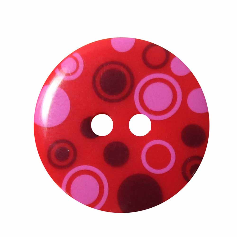 CIRQUE Novelty 2-Hole Button – Red – 23 mm (7/8") – Circles