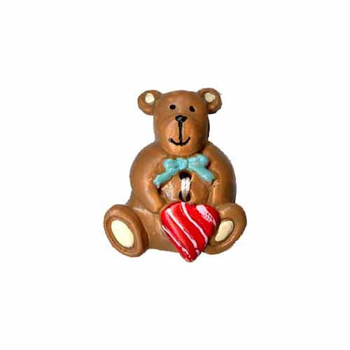 ELAN Novelty 2-Hole Button - Striped Heart Bear - 26mm (1")