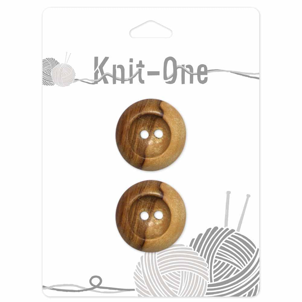 KNIT ONE 2-Hole Natural Wood Button – 28 mm (1 1/8″) – Natural Wood