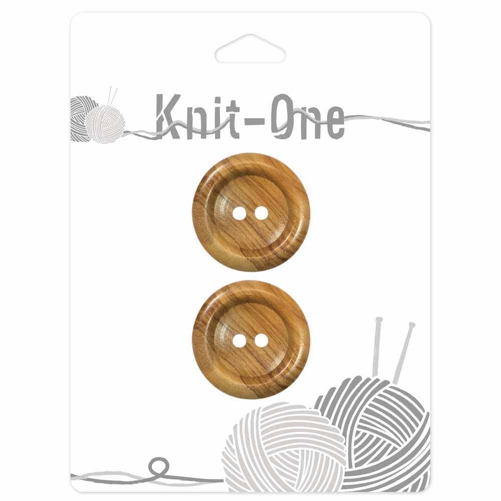 KNIT ONE 2-Hole Wood Button – 28 mm (1 1/8″) – Natural