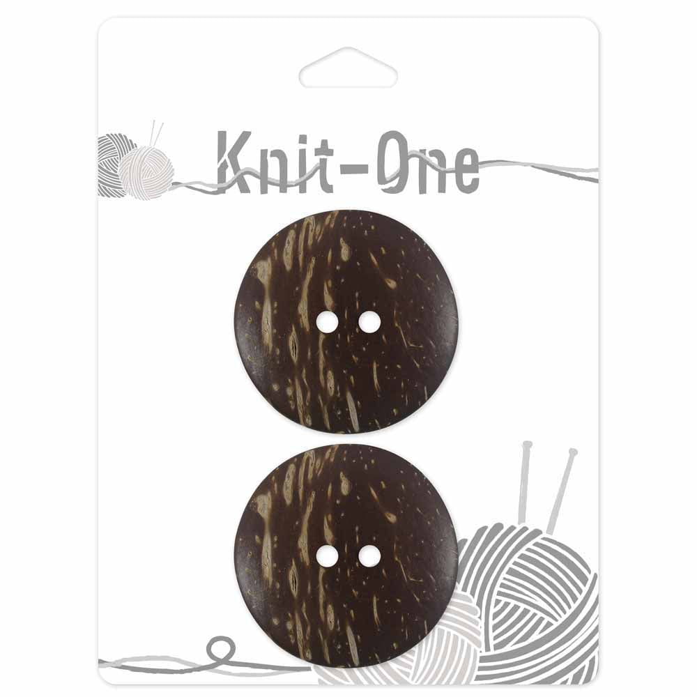 KNIT ONE 2-Hole Coconut Button – 38 mm (1 1/2″) – Brown