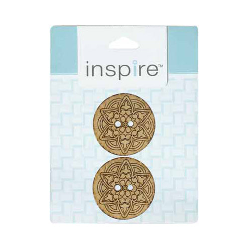 INSPIRE 2-Hole Button – 38 mm (1 1/2″) – 2 Count – Coconut – Light Flower