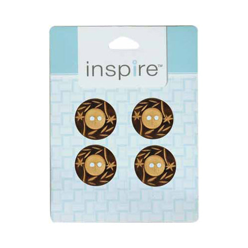 INSPIRE 2-Hole Button – 25 mm (1″) – 4 Count – Wood