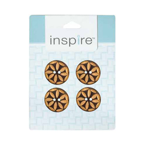 INSPIRE 2-Hole Button – 25 mm (1″) – 4 Count – Wood
