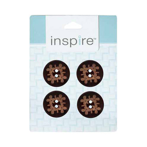 INSPIRE 2-Hole Button – 25 mm (1″) – 4 Count – Wood