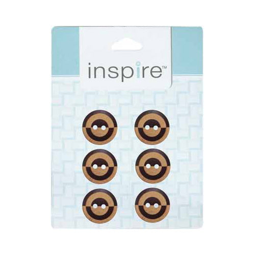 INSPIRE 2-Hole Button – 15 mm (5/8″) – 6 Count – Wood
