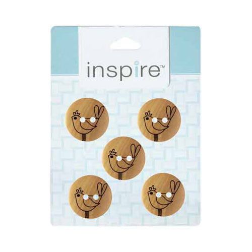 INSPIRE 2-Hole Button – 18 mm (3/4″) – 5 Count – Wood