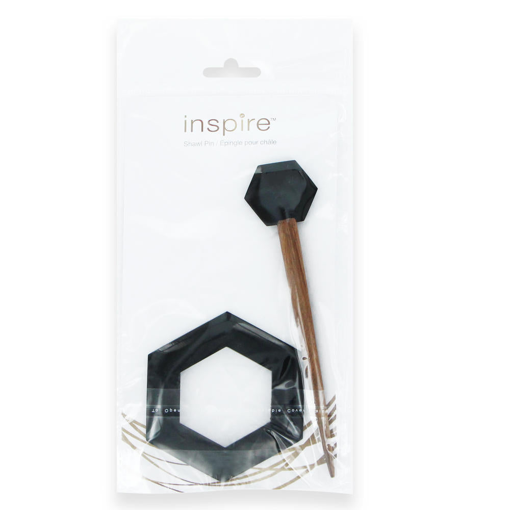 INSPIRE Shawl Pin – Hexagon – 75 mm (3″) – Horn
