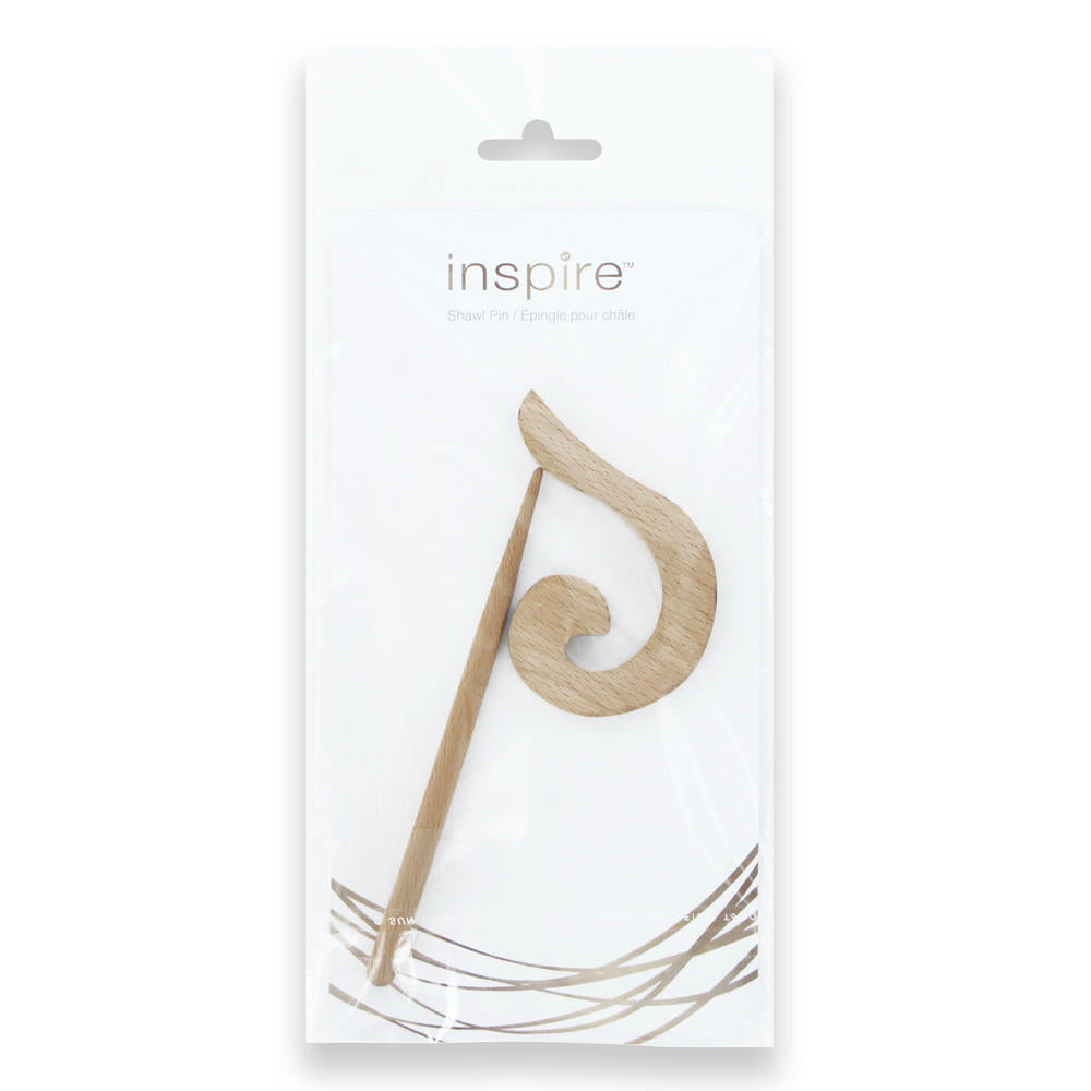 INSPIRE Shawl Pin – Swirl Wood – 61 mm (2 13/32″) – Wood