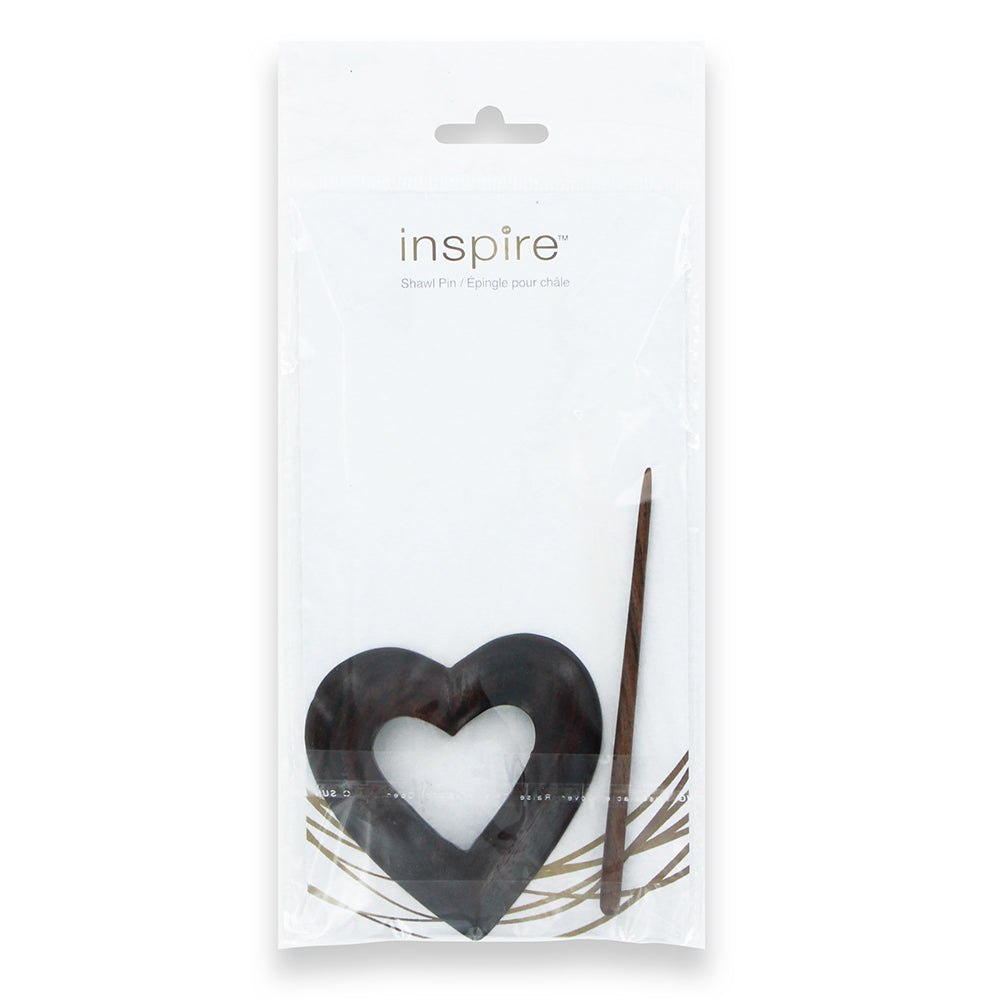 INSPIRE Shawl Pin – Heart Wood – 87.5 mm (3 7/16″) – Wood