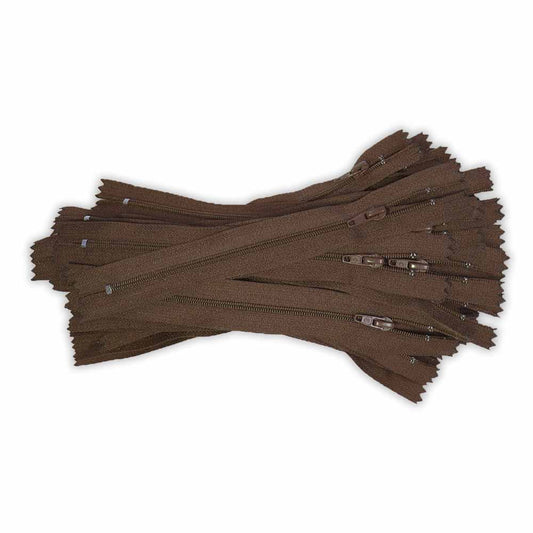 COSTUMAKERS Bulk Packed Light Weight Closed End Zipper 18cm (7 in.) - Sept. Brown