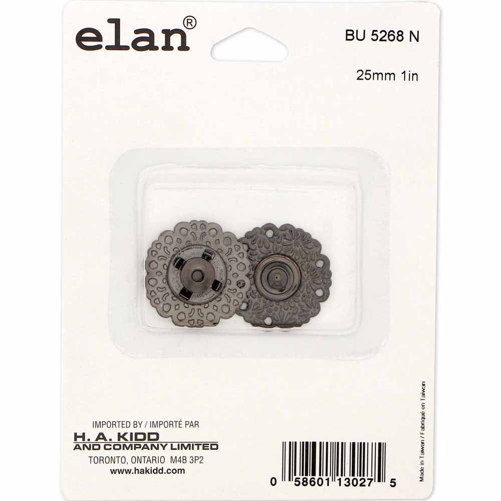 ELAN Snap Fasteners Gunmetal - size 25mm (1") - 1 set