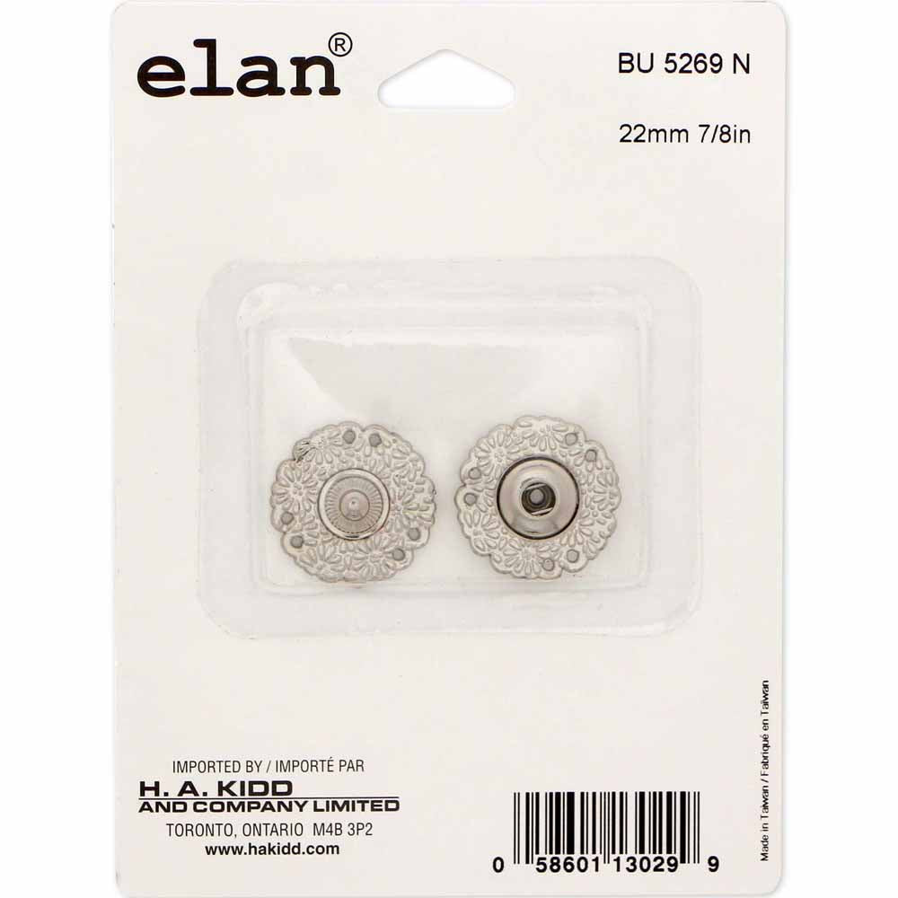 ELAN Snap Fasteners Silver - size 22mm (7/8") - 1 set