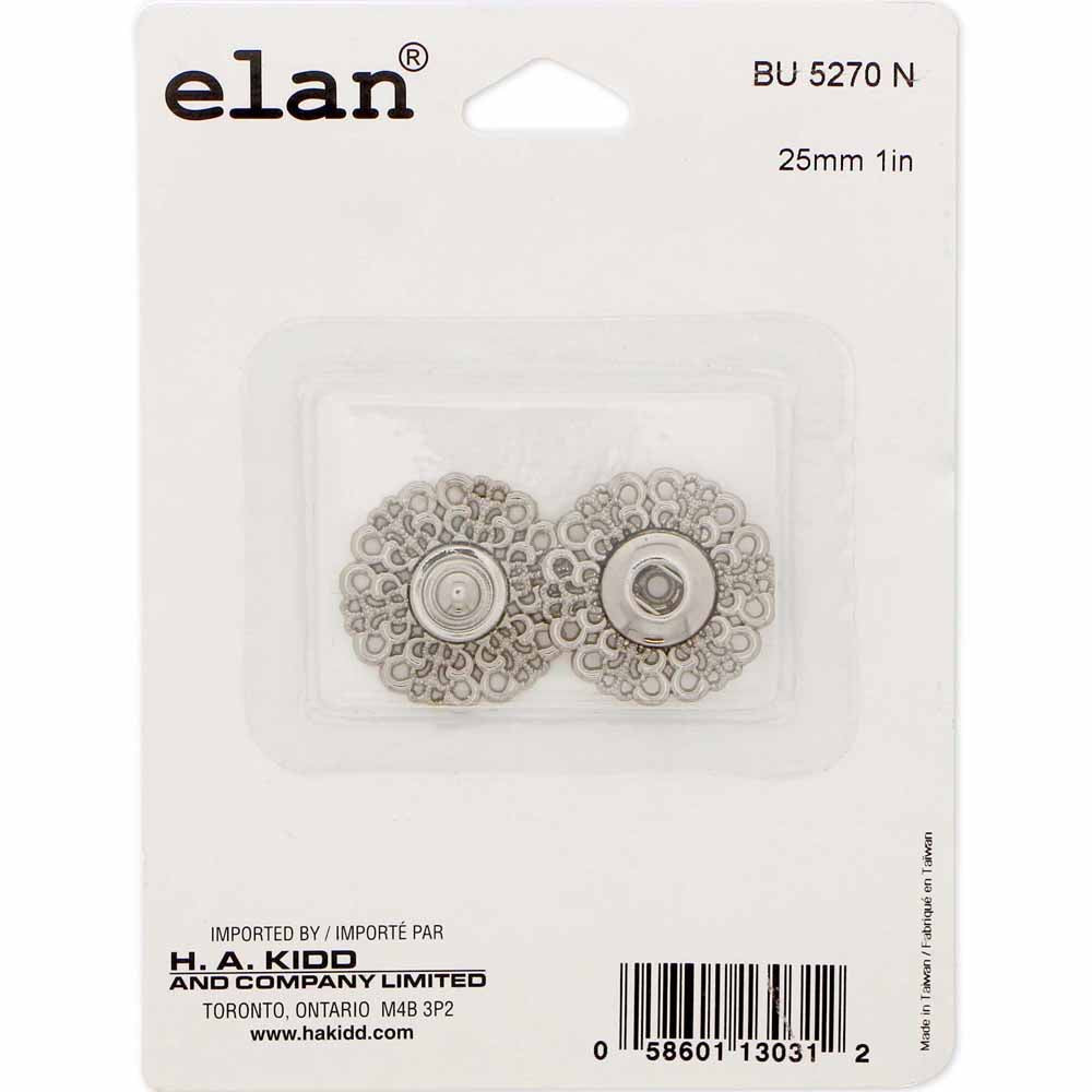 ELAN Snap Fasteners - 25mm (1") - Silver - 1 Set
