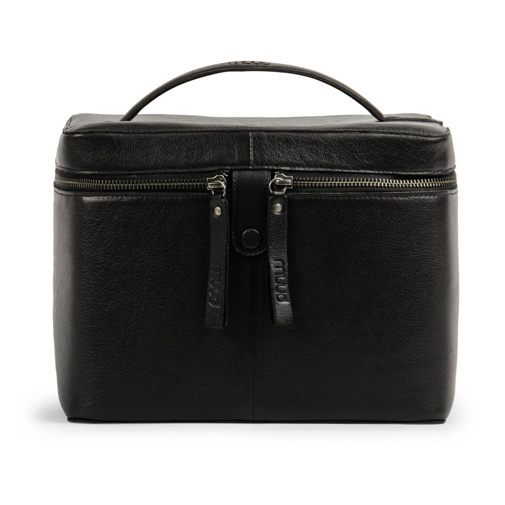 Lexi Black - Leather project bag 20cm x 26cm x 19cm (7.87in x 10.23in x 7.48in)