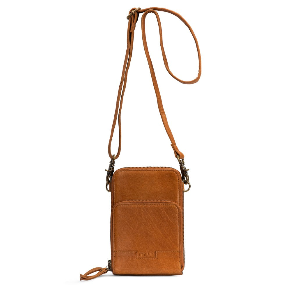 Dafna Whisky - Leather mini messanger bag 20cm x 12cm x 5cm (7.87in x 4.72in x 1.96in)