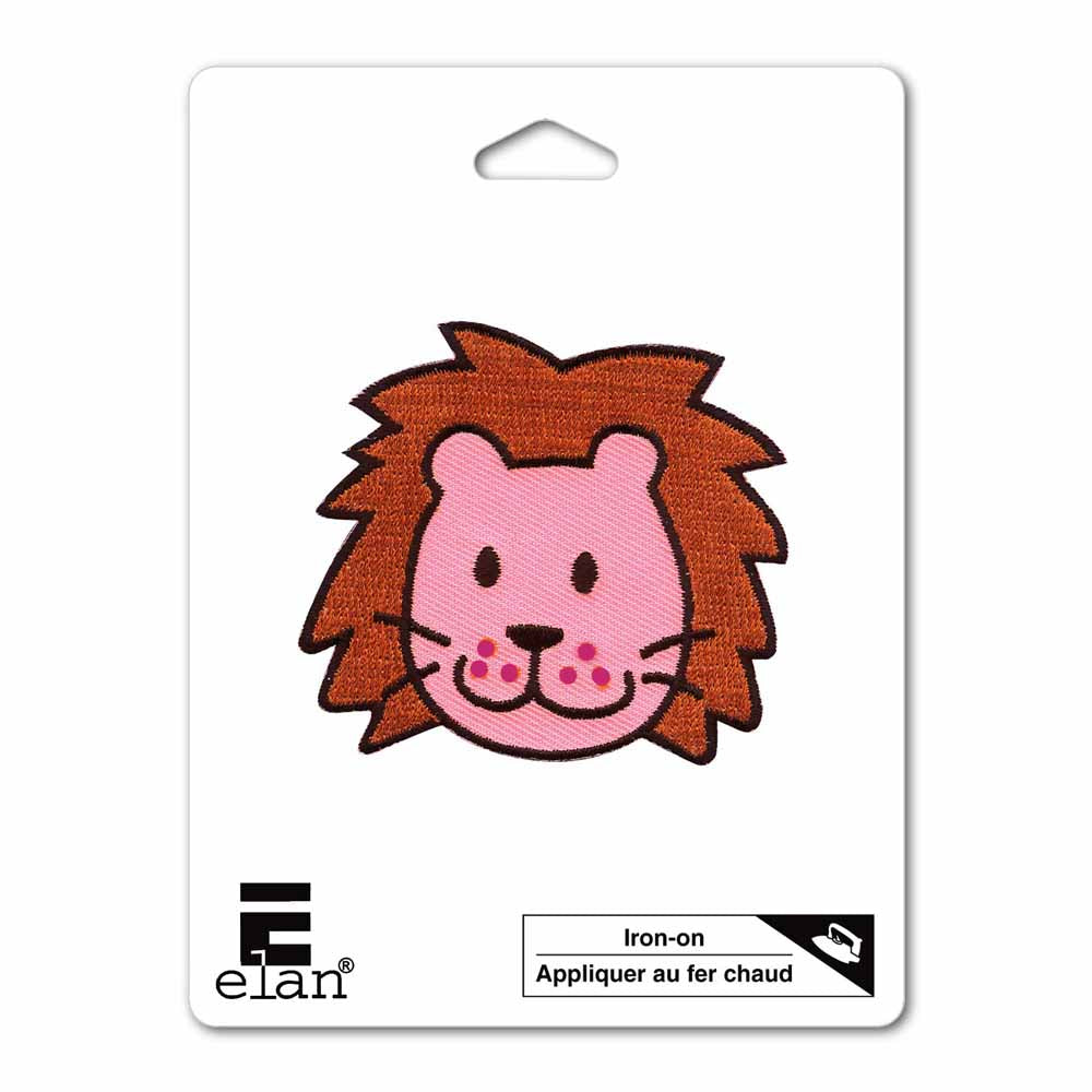 ELAN Iron‑On Motif – Lion – 66 mm – Pink