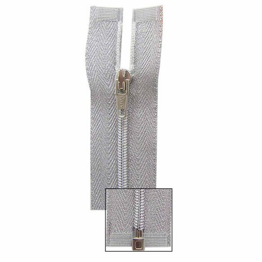 VIZZY Metallic One-Way Separating Zipper 35 cm (14 in) Metallic Silver