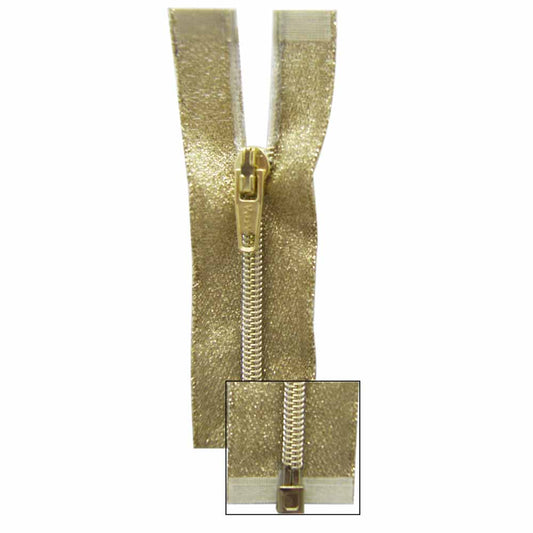 VIZZY Metallic One-Way Separating Zipper 35 cm (14 in) Metallic Gold