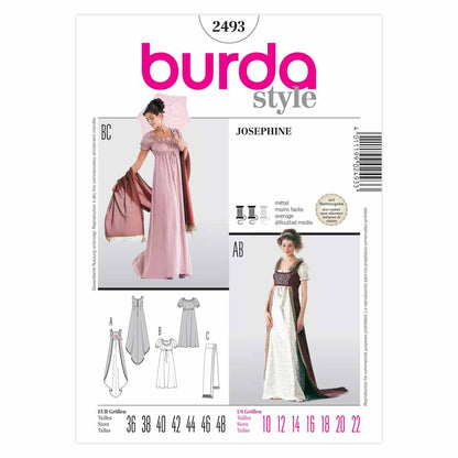 BURDA Empire Dress & Shawl Costume Sewing Pattern 2493