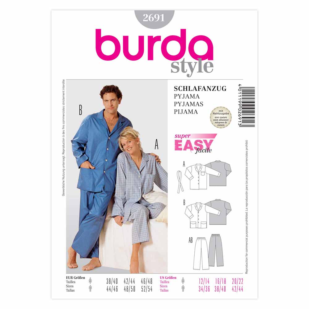 BURDA - 2691 Unisex Pyjamas