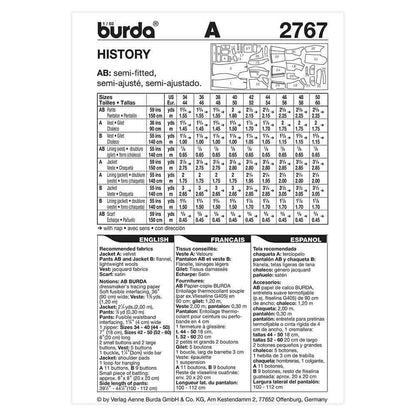 BURDA Men's Historical Costume Sewing Pattern 2767