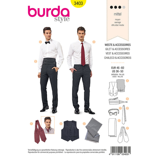 BURDA - 3403 Mens Vest/Accessory