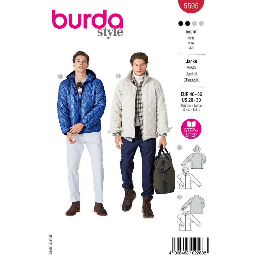 BURDA STYLE 5595 Men's Jackets Sewing Pattern, Sizes 36-46