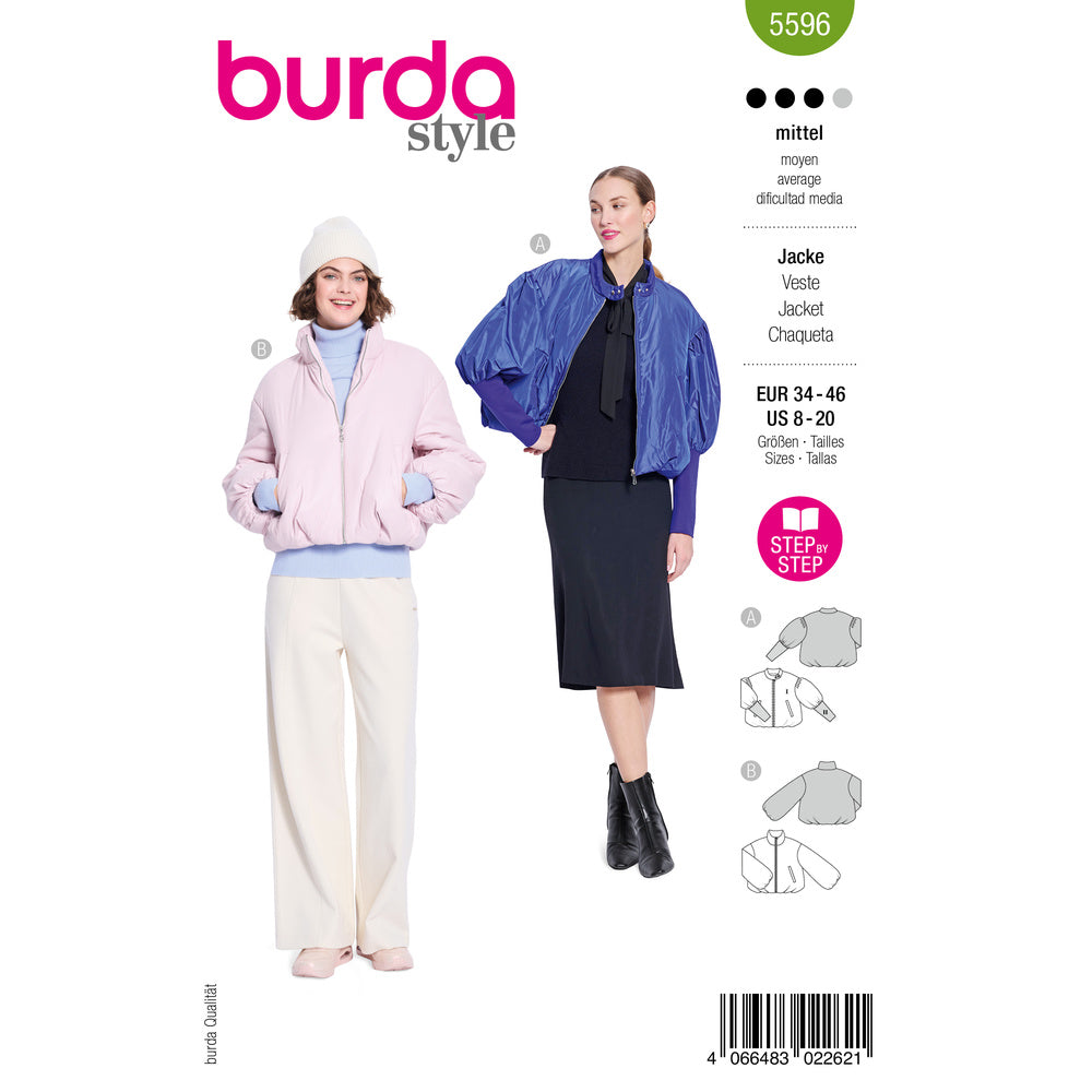 BURDA STYLE 5596 Misses' Jackets Sewing Pattern, Sizes 8-20