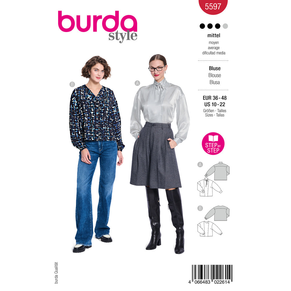 BURDA STYLE 5597 Misses' Blouses Sewing Pattern, Sizes 10-22