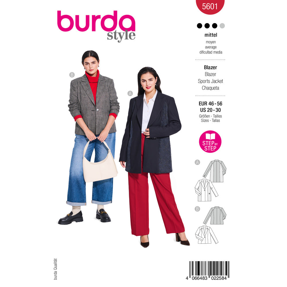 BURDA STYLE 5601 Misses' Blazers Sewing Pattern, Sizes 20-30