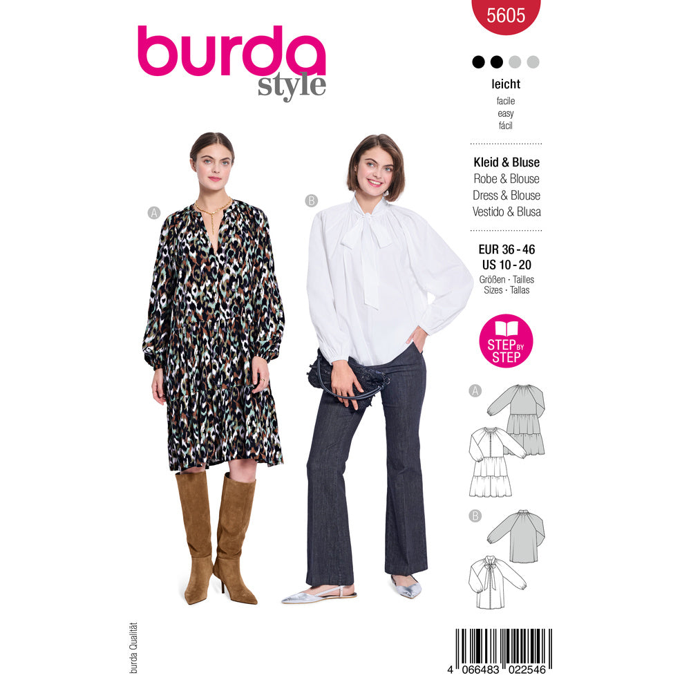 BURDA STYLE 5605 Misses' Dress & Blouse Sewing Pattern, Sizes 10-20