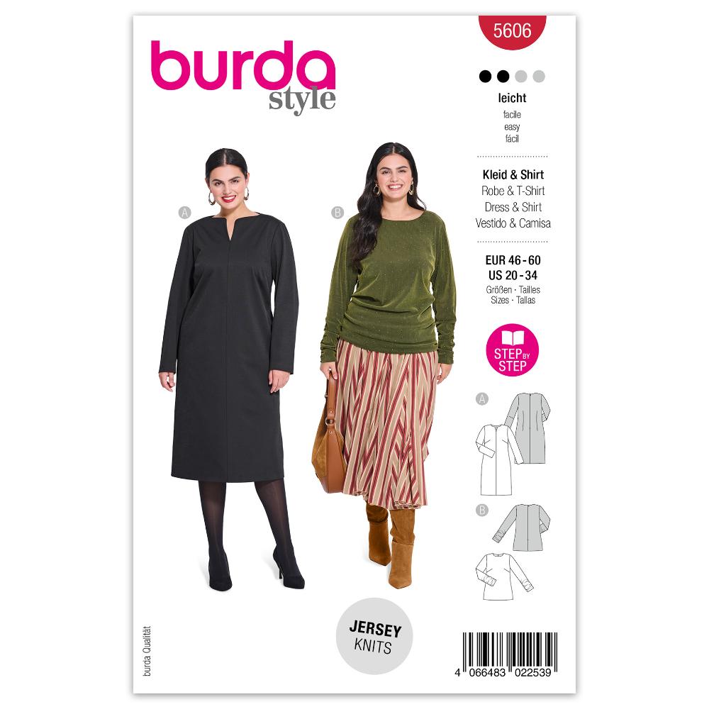 BURDA STYLE 5606 Misses' Dress & Shirt Sewing Pattern, Sizes 20-34